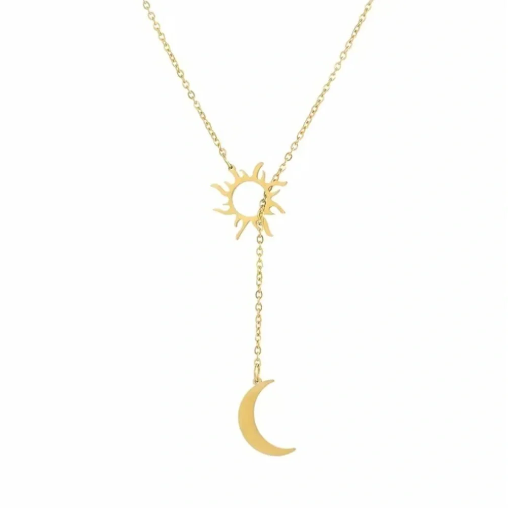 Madewell Gold Crescent Moon Sun Stainless Steele Necklace Women’s Jewelry NEW - Picture 5 of 5